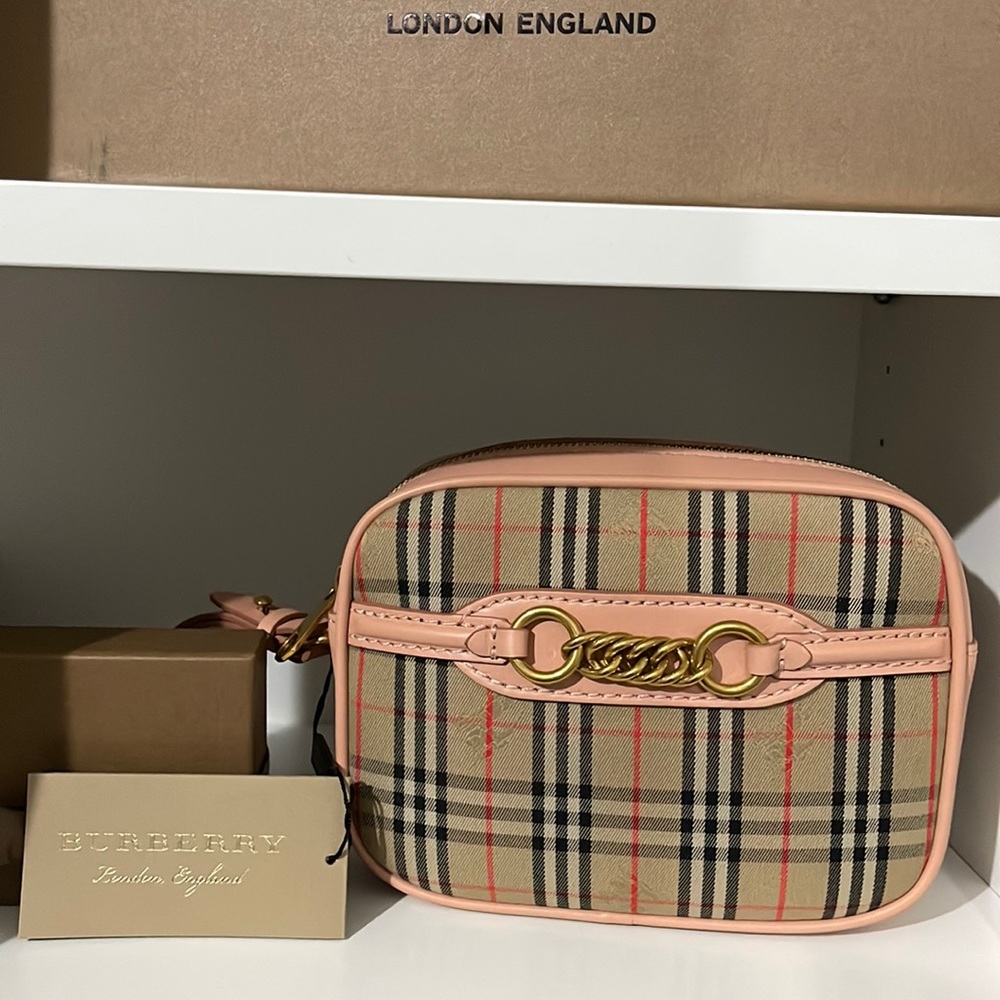 The 1983 Check Link Bum Bag with Leather Trim PEACH BNWT